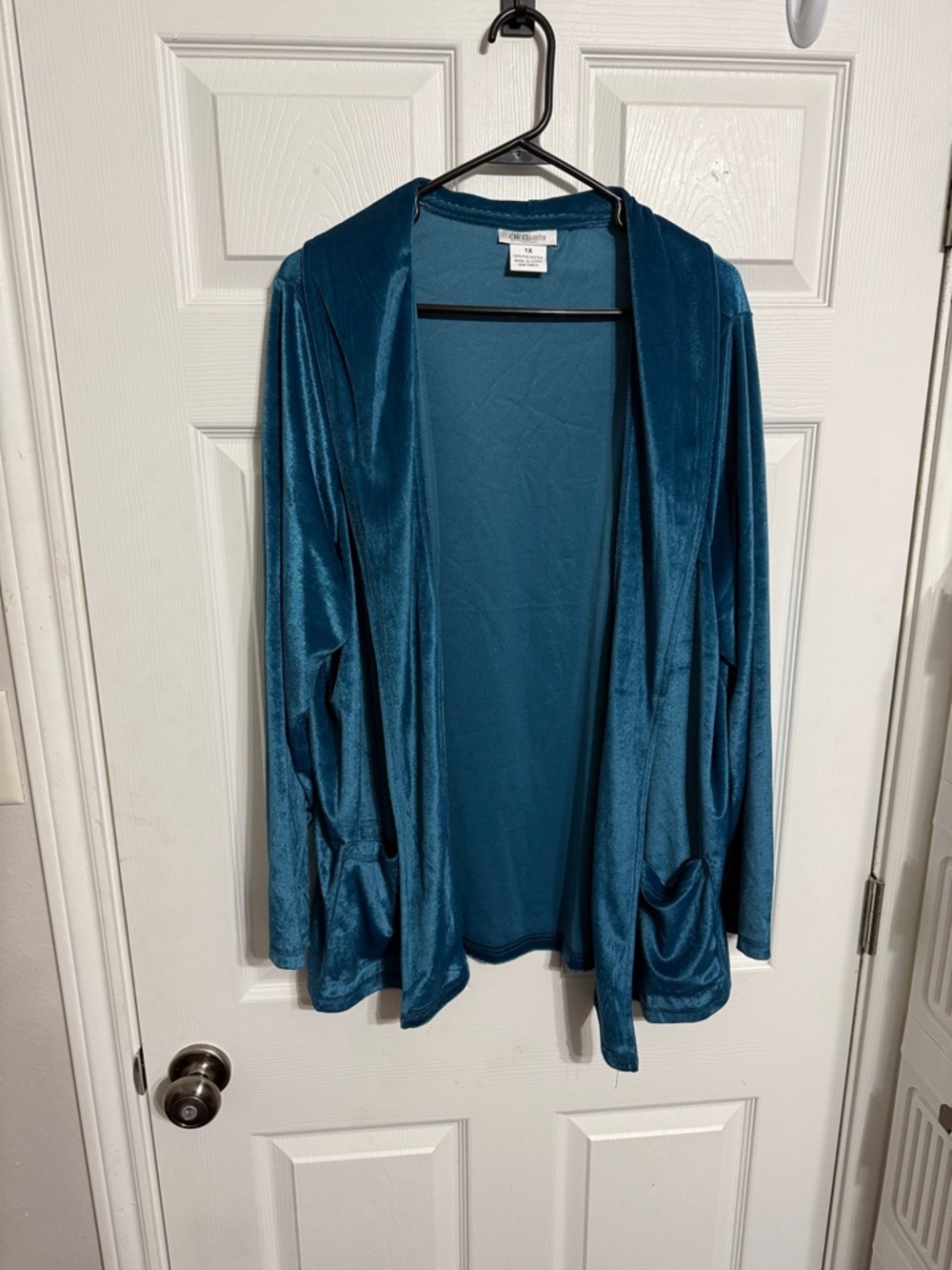Croft & Barrow Teal Open-Front Velvet Tunic Cardigan